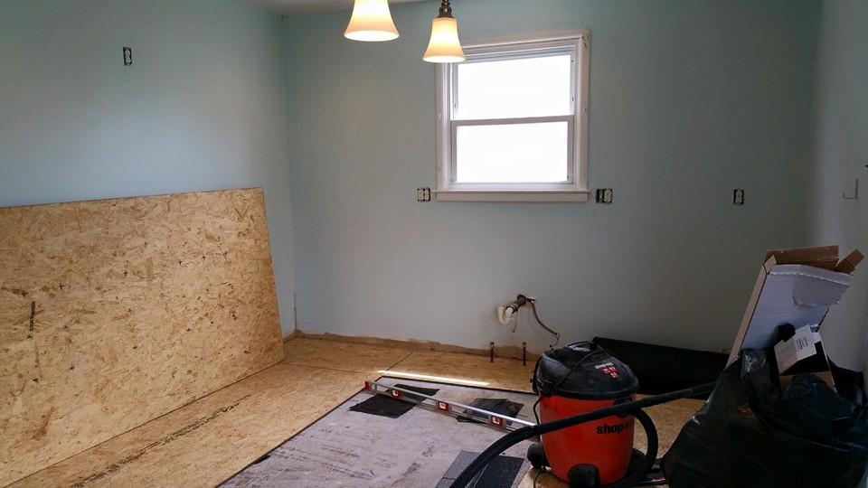 Kitchen mid-flooring. 