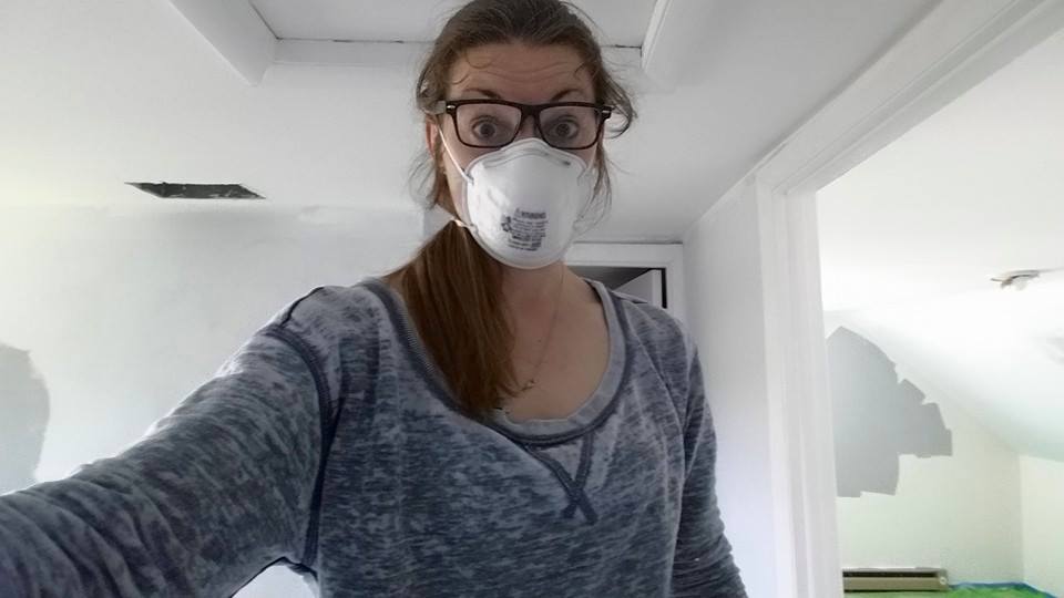 My sister-in-law, sanding trim forever.