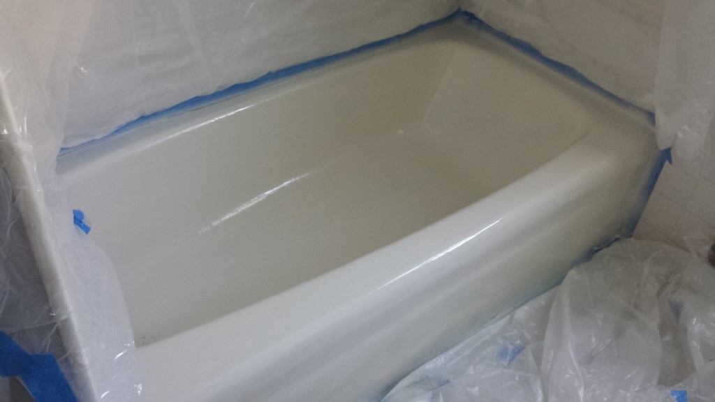 One freshly-coated tub