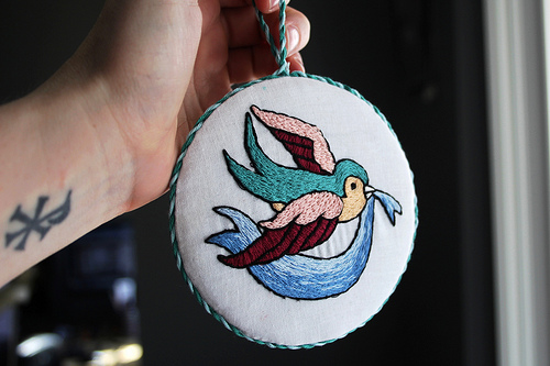 needlepoint bird ornament