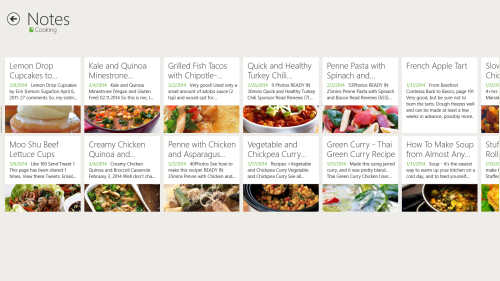 Some of my recipes in Evernote Touch